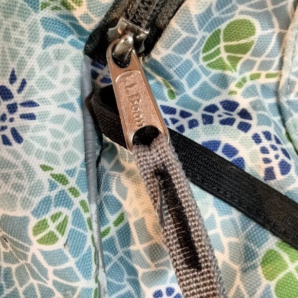 L L Bean Backpack Blue Floral Mesh Pockets Padded Straps - Picture 9 of 15